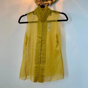 NWT✨Vertigo Paris Mustard 100% Silk Chiffon Blouse